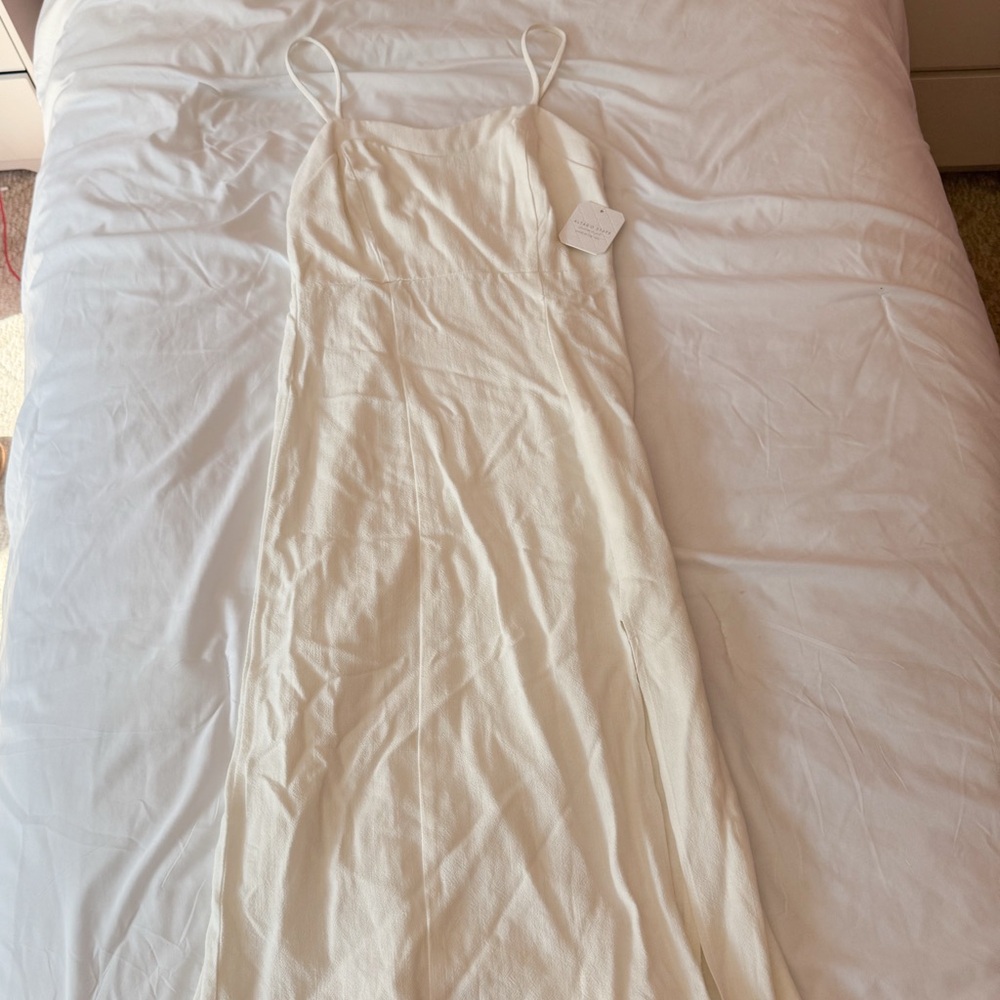 Altar’d State Sadie Ivory Linen Midi Dress Size Small